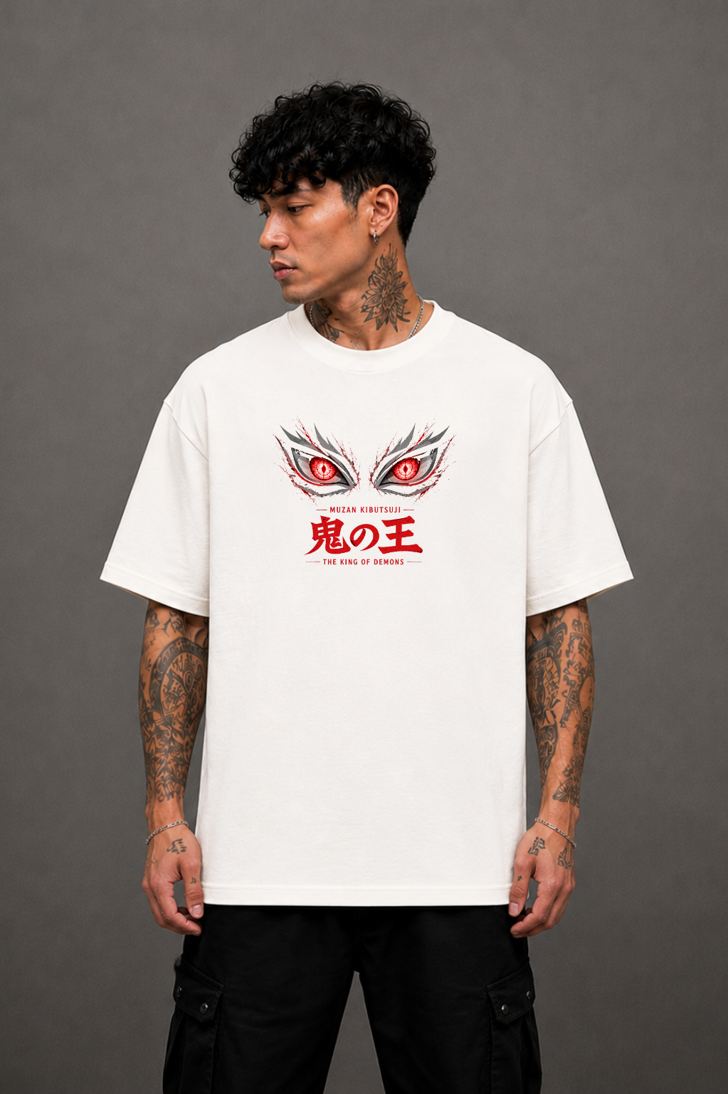 Muzan Kibutsuji Oversized Anime T-Shirt - white