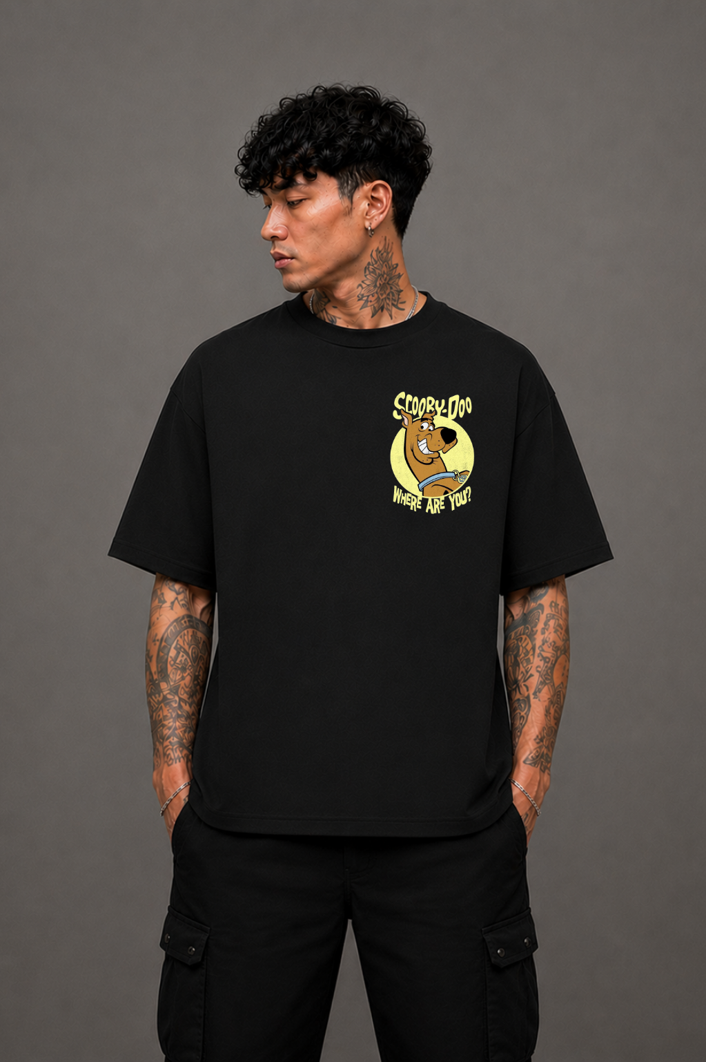Scooby-Doo Oversized Anime T-Shirt - Black