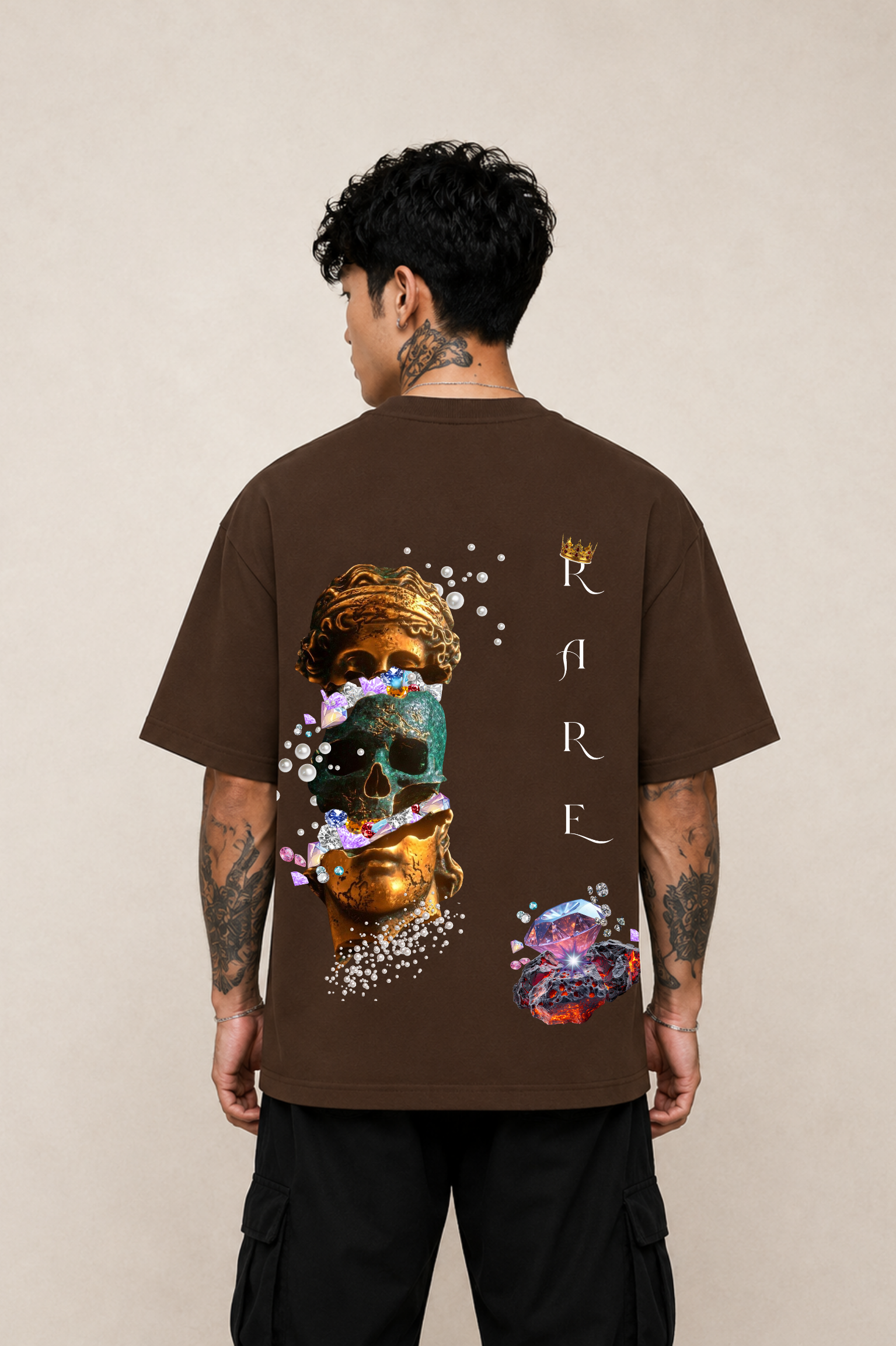 RARE Oversized Graphic T-Shirt - Coffee Brown