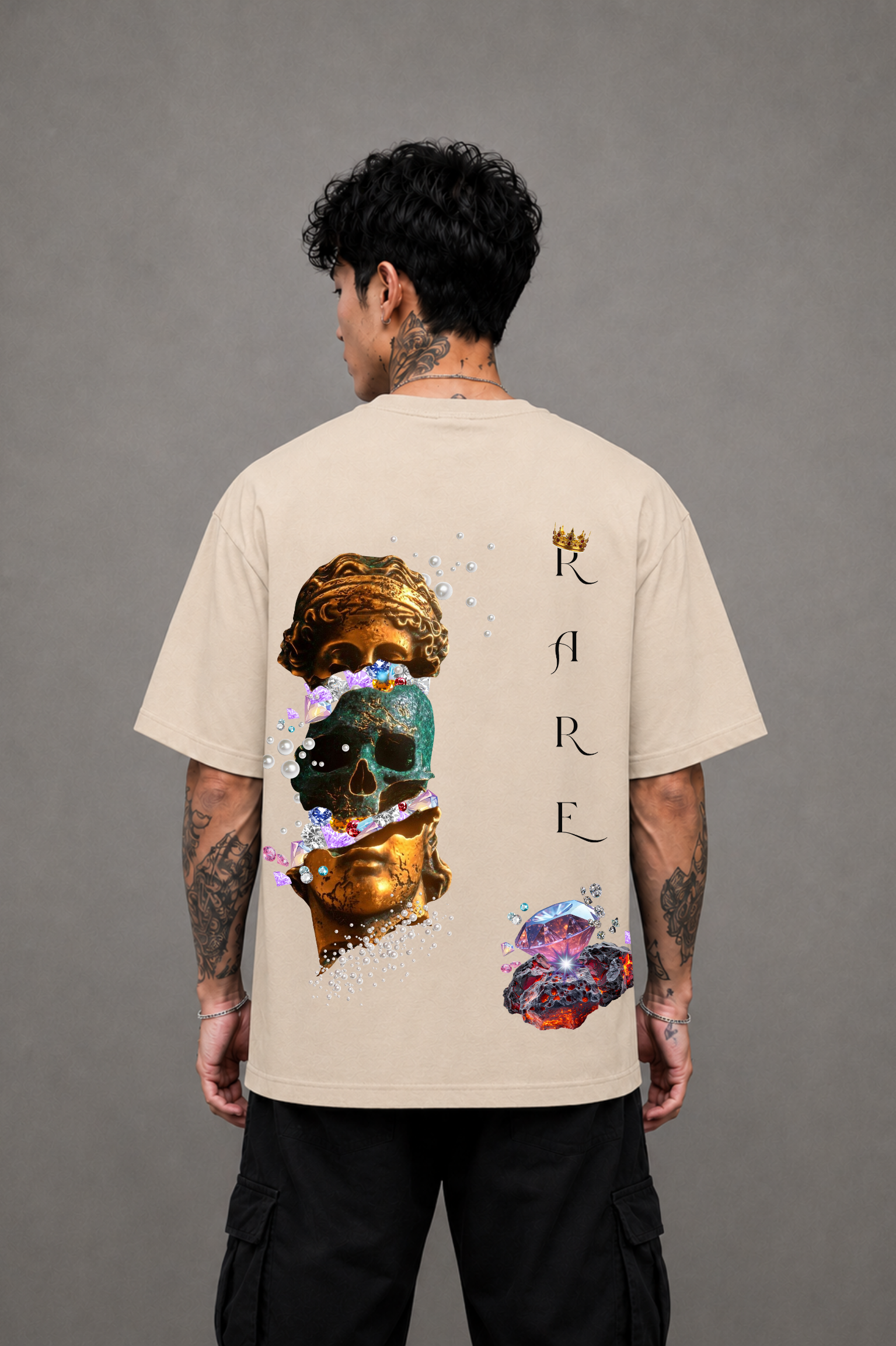 RARE Oversized Graphic T-Shirt - Beige