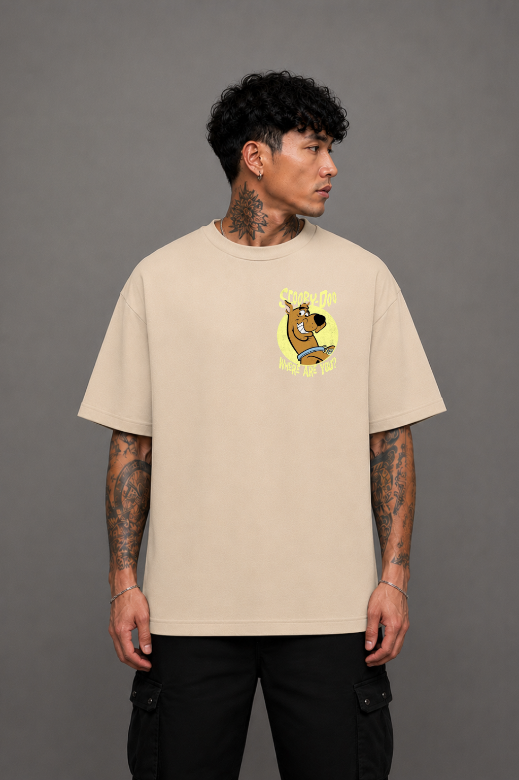 Scooby-Doo Oversized Anime T-Shirt - Beige