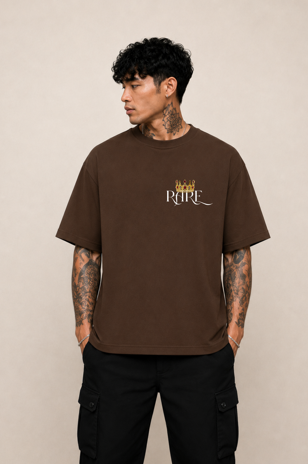 RARE Oversized Graphic T-Shirt - Coffee Brown