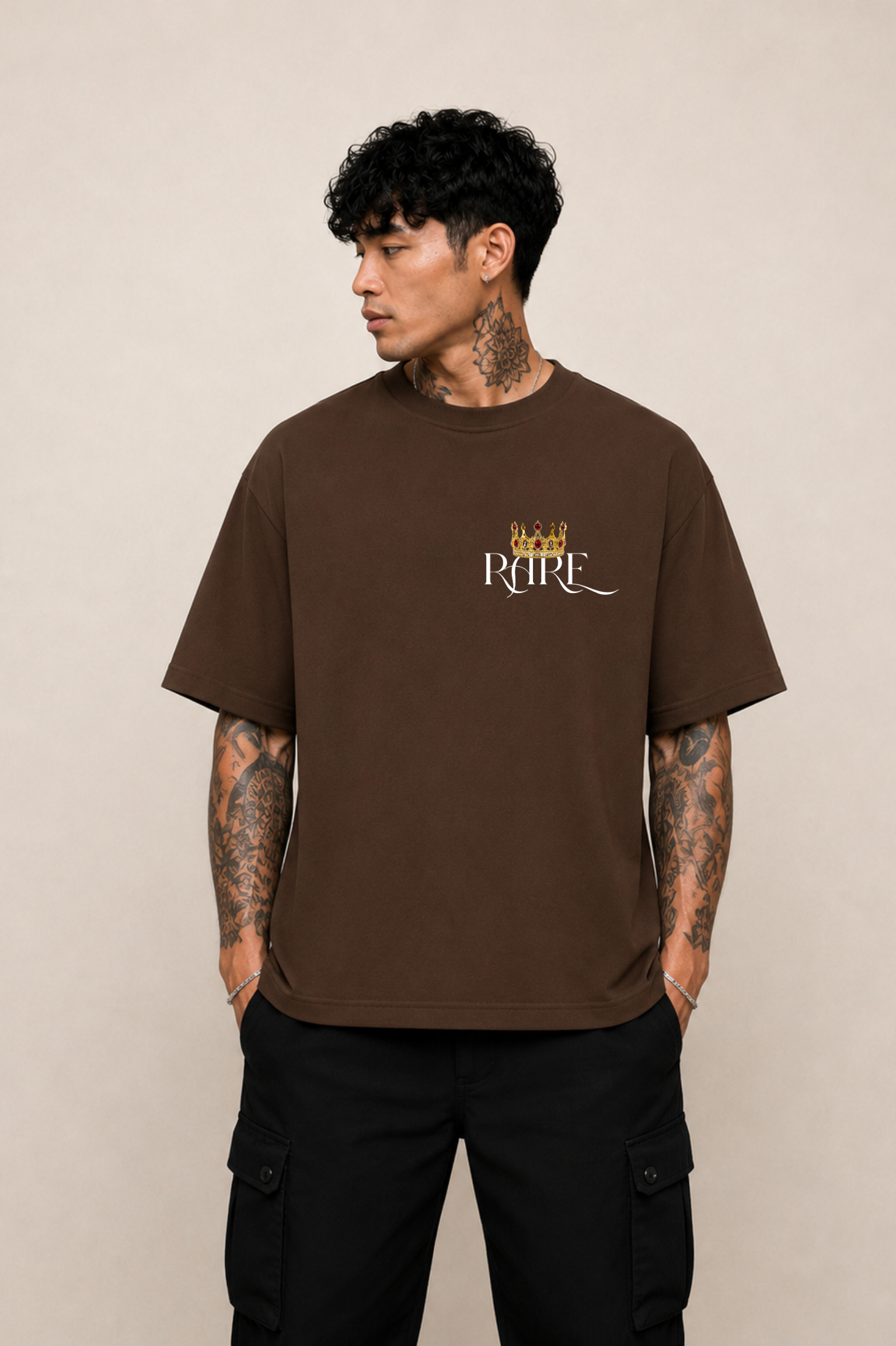 RARE Oversized Graphic T-Shirt - Coffee Brown