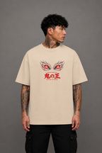 Muzan Kibutsuji Oversized Anime T-Shirt - Beige
