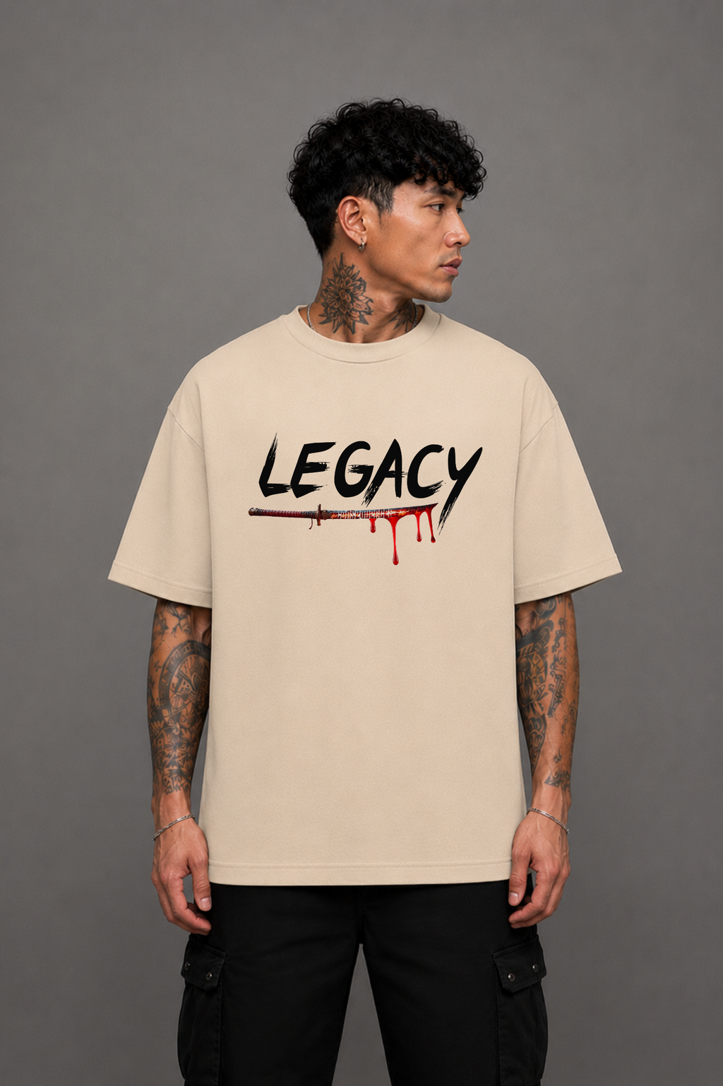 Legacy Graphic Oversized T-Shirt - Beige