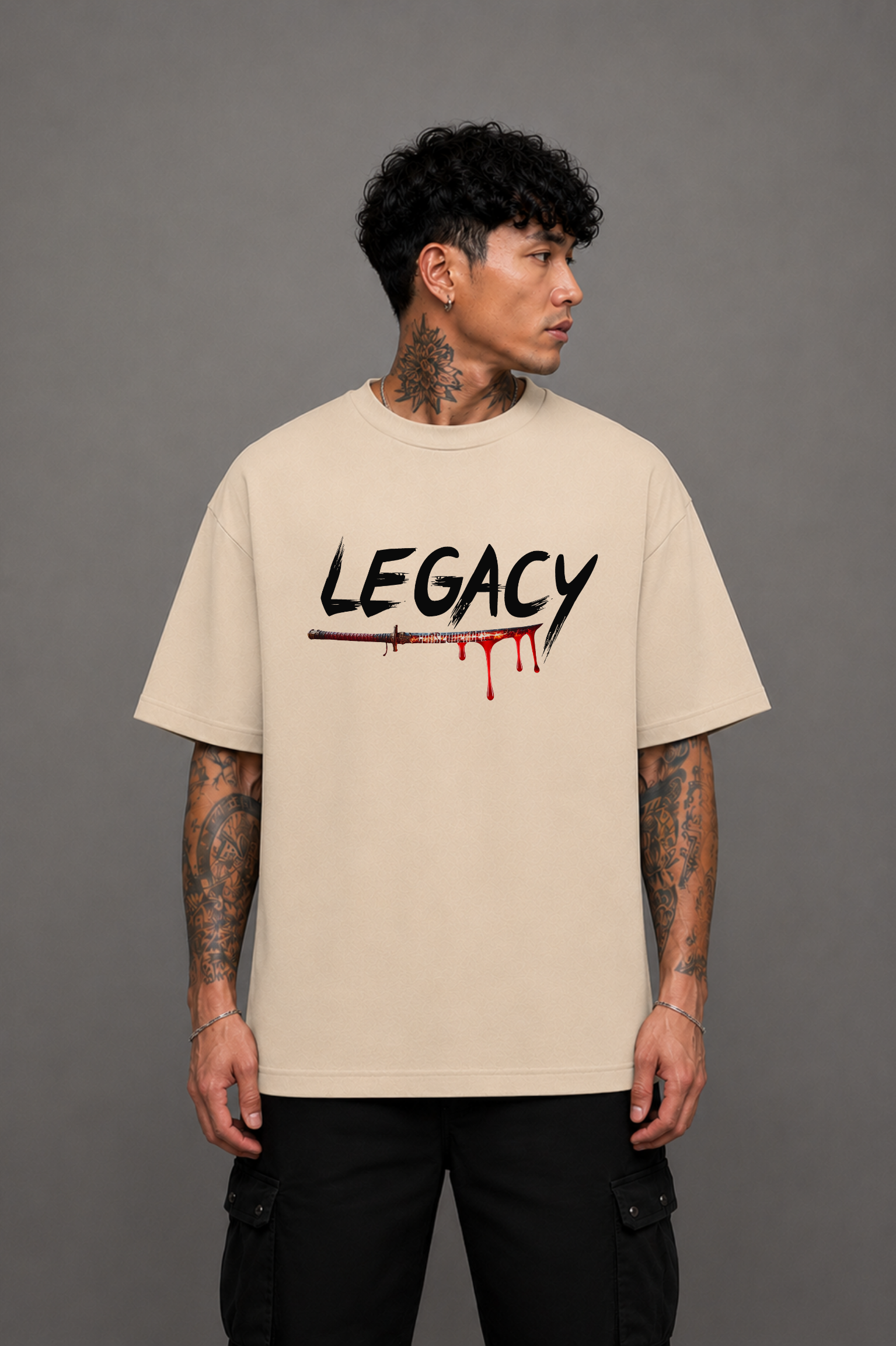 Legacy Graphic Oversized T-Shirt - Beige