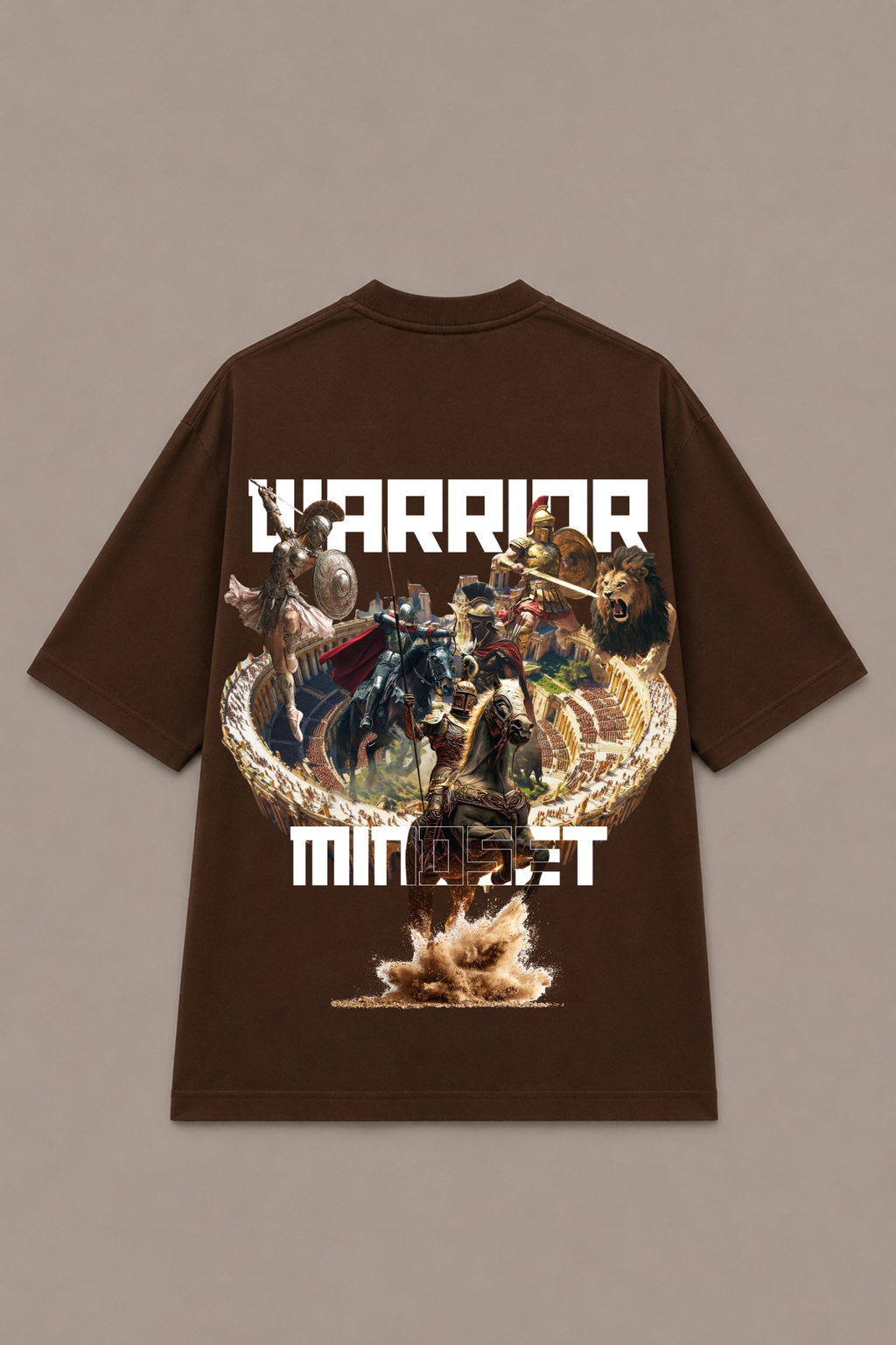 Warrior Graphic Oversized T-Shirt - Coffee Brown