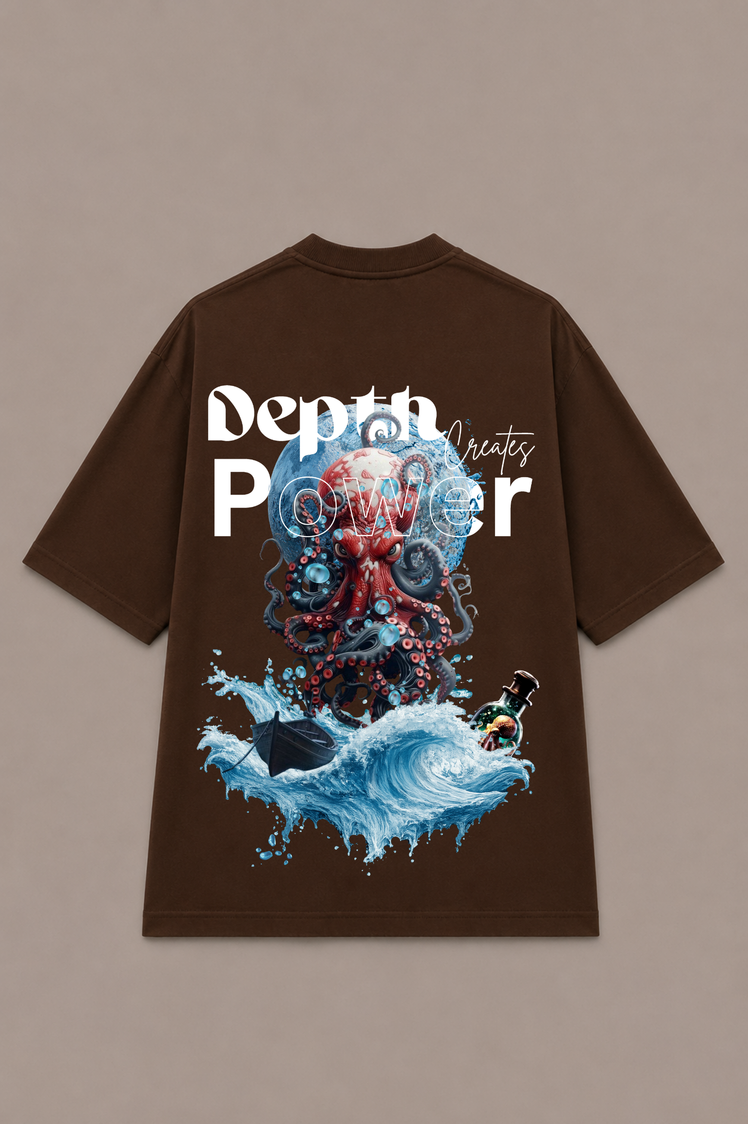 Depth Graphic Oversized T-Shirt - Coffee Brown