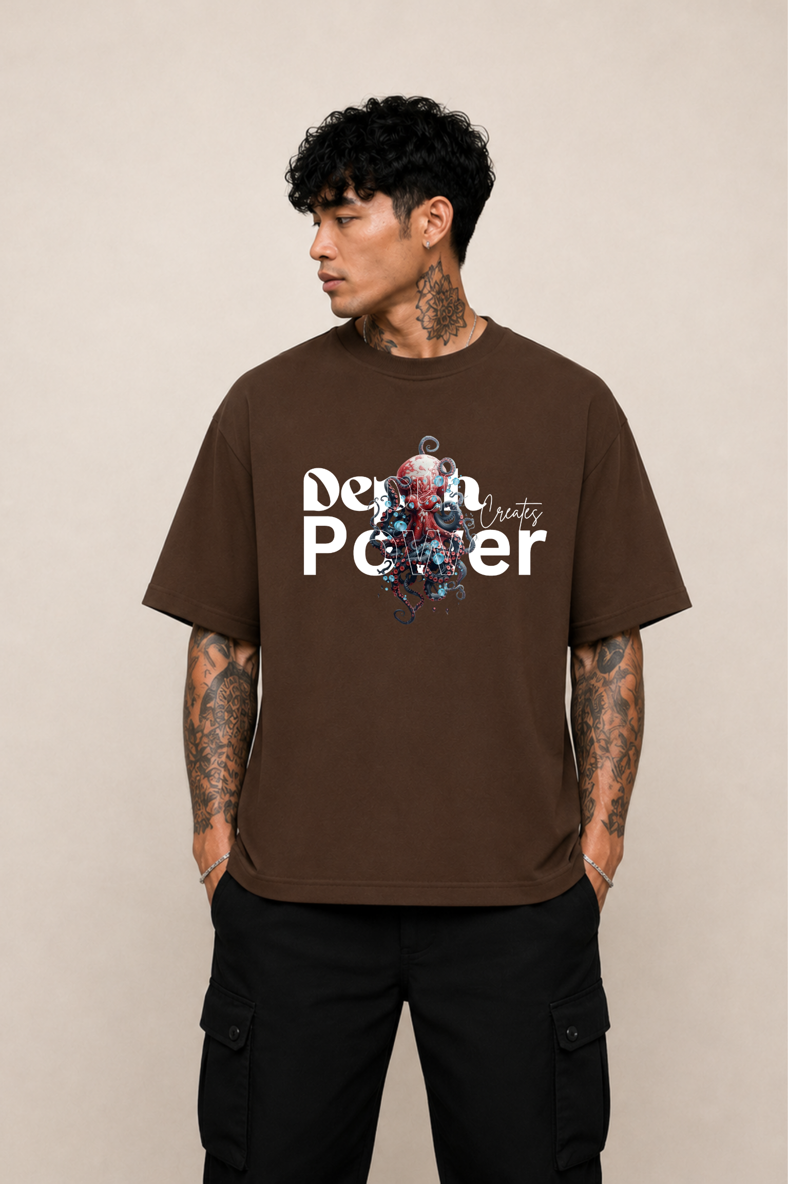 Depth Graphic Oversized T-Shirt - Coffee Brown