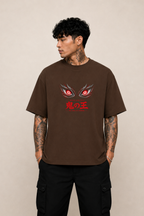 Muzan Kibutsuji Oversized Anime Coffee T-Shirt - Coffee Brown