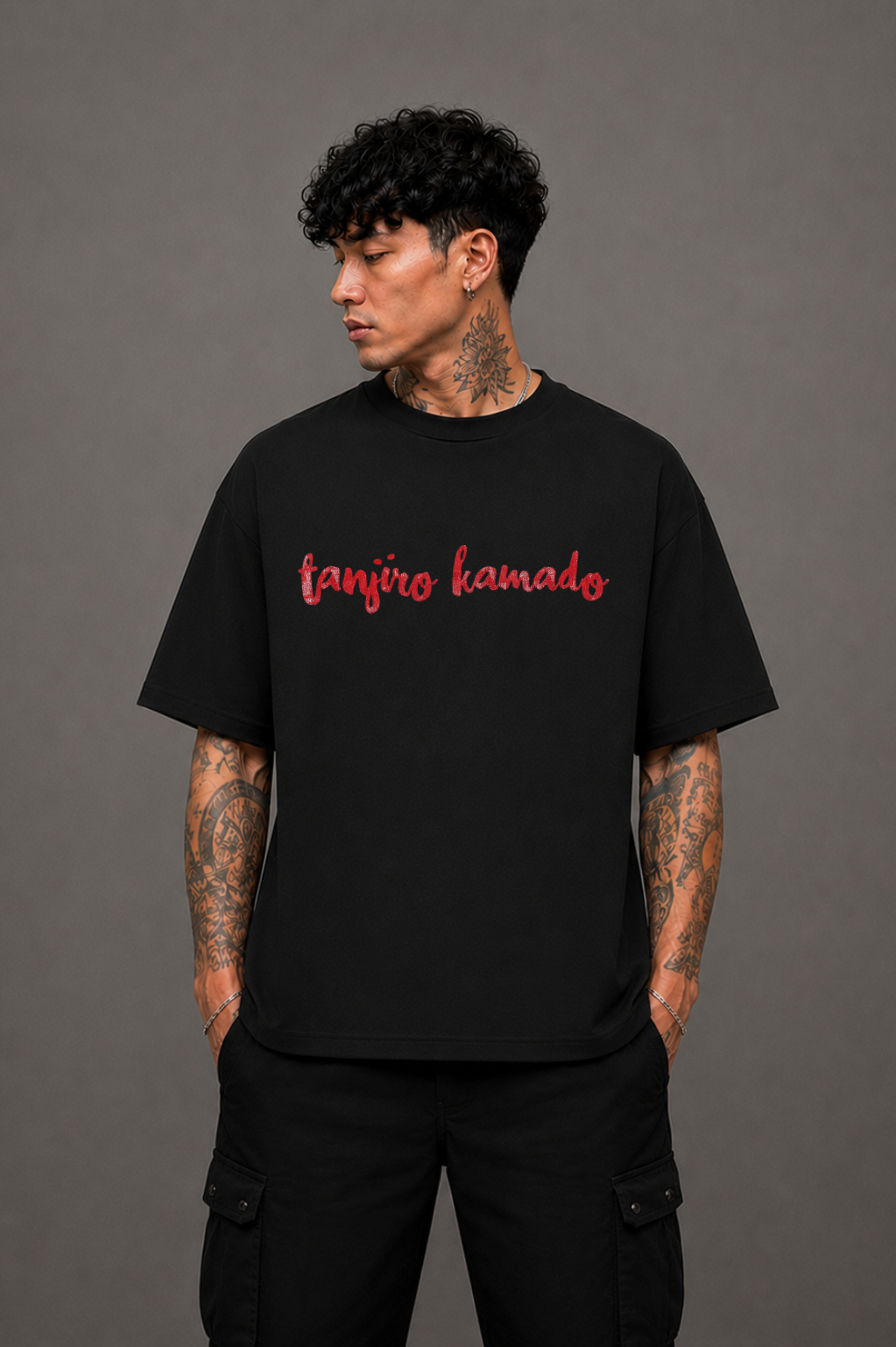 Tanjiro Kamado Anime T-Shirt - Black