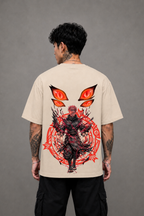 Sukuna Anime Oversized T-Shirt - Beige