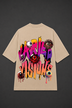 Varied Visions Oversized Graphic T-Shirt - Beige