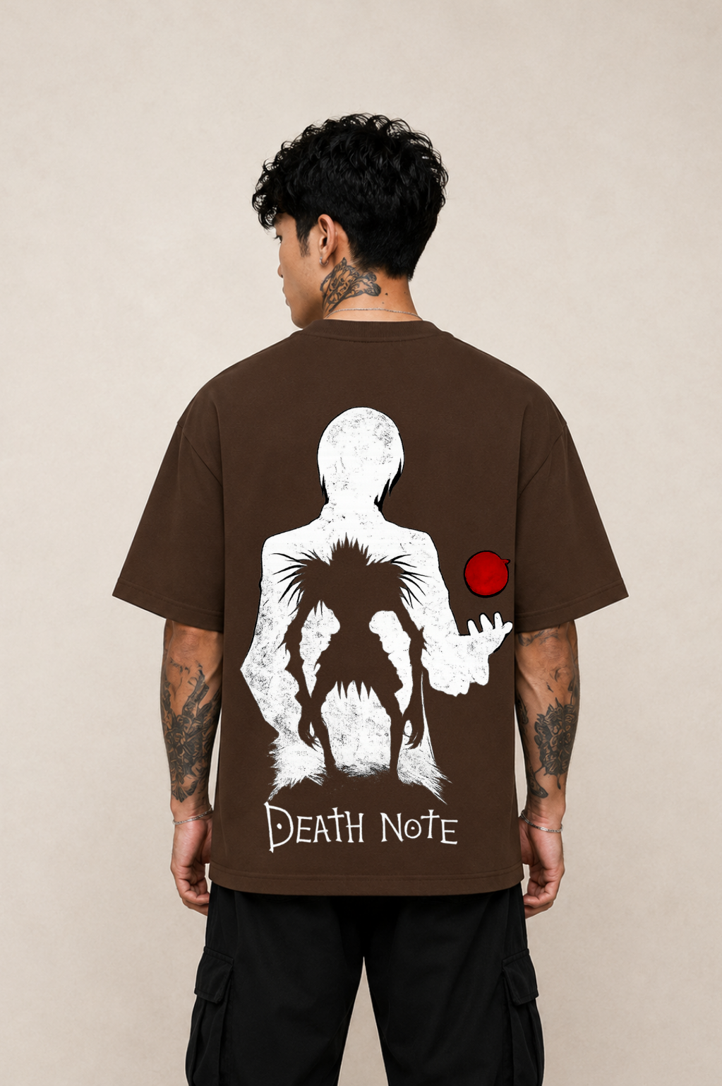 Death Note Oversized Anime T-Shirt - Coffee Brown
