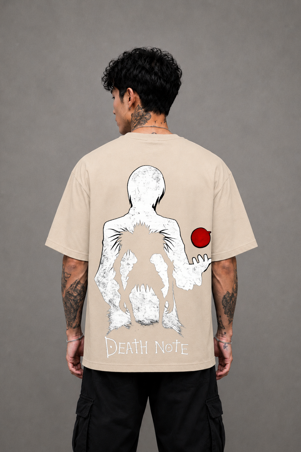 Death Note Oversized Anime T-Shirt - Beige