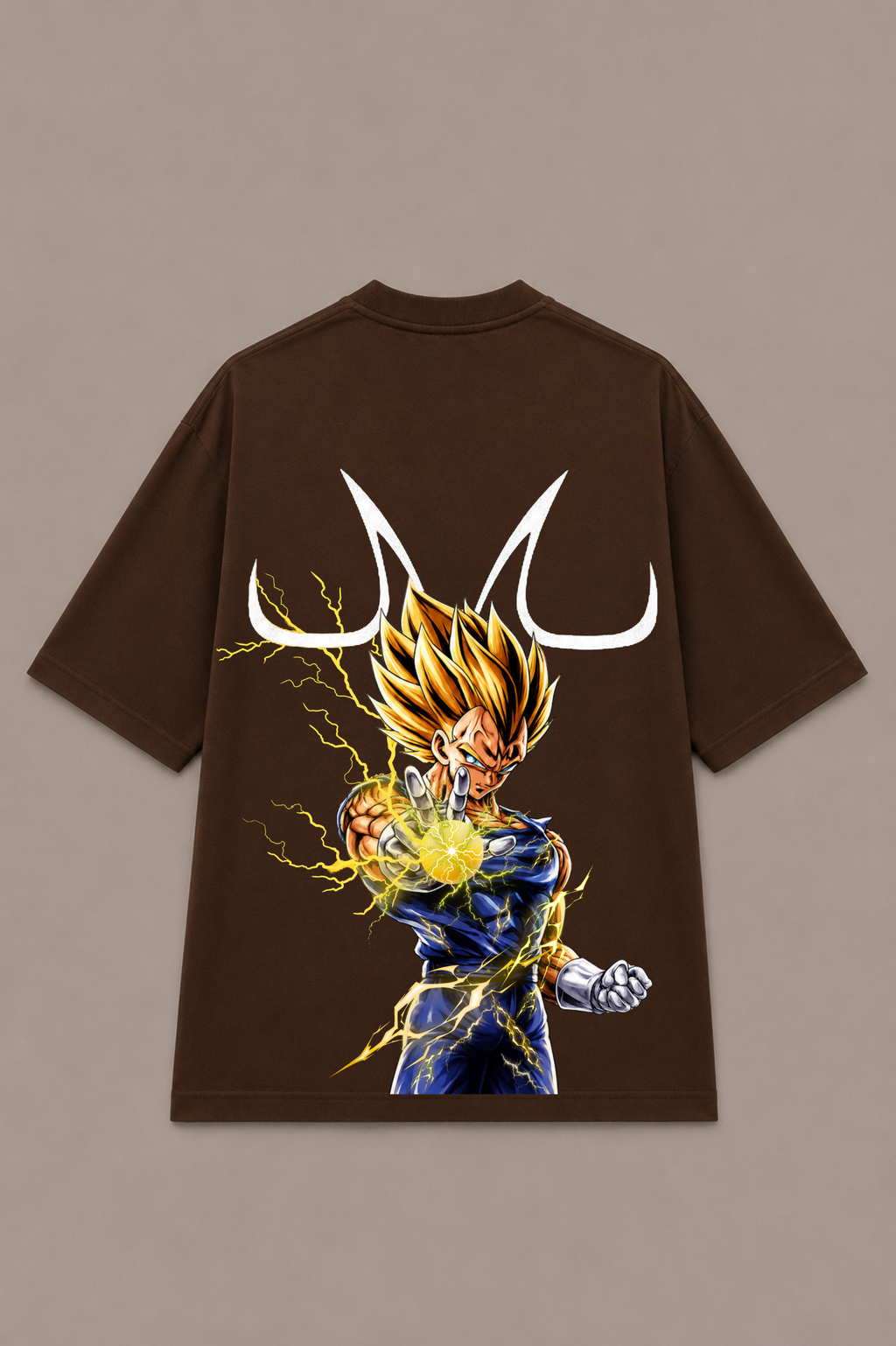 Majin Vegeta Oversized Anime T-Shirt - Coffee Brown