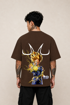 Majin Vegeta Oversized Anime T-Shirt - Coffee Brown