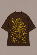Zenitsu Agatsuma Oversized Anime T-Shirt - Coffee Brown