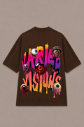 Varied Visions Oversized Graphic T-Shirt - Coffee Brown