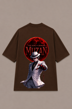 Muzan Kibutsuji Oversized Anime Coffee T-Shirt - Coffee Brown