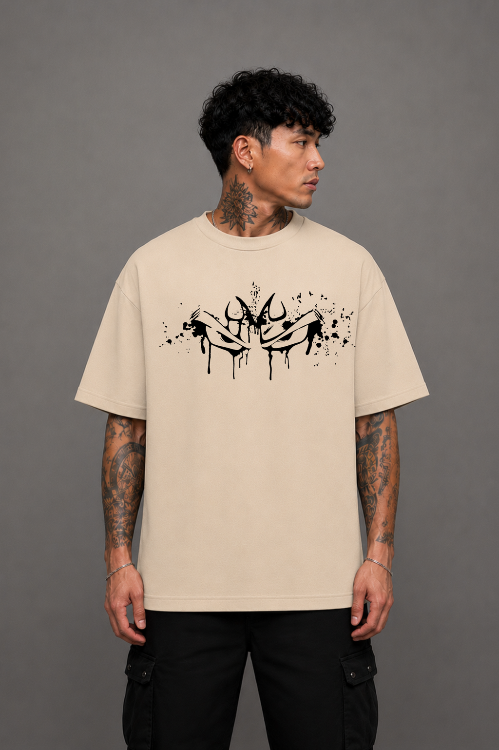 Majin Vegeta Oversized Anime T-Shirt - Beige