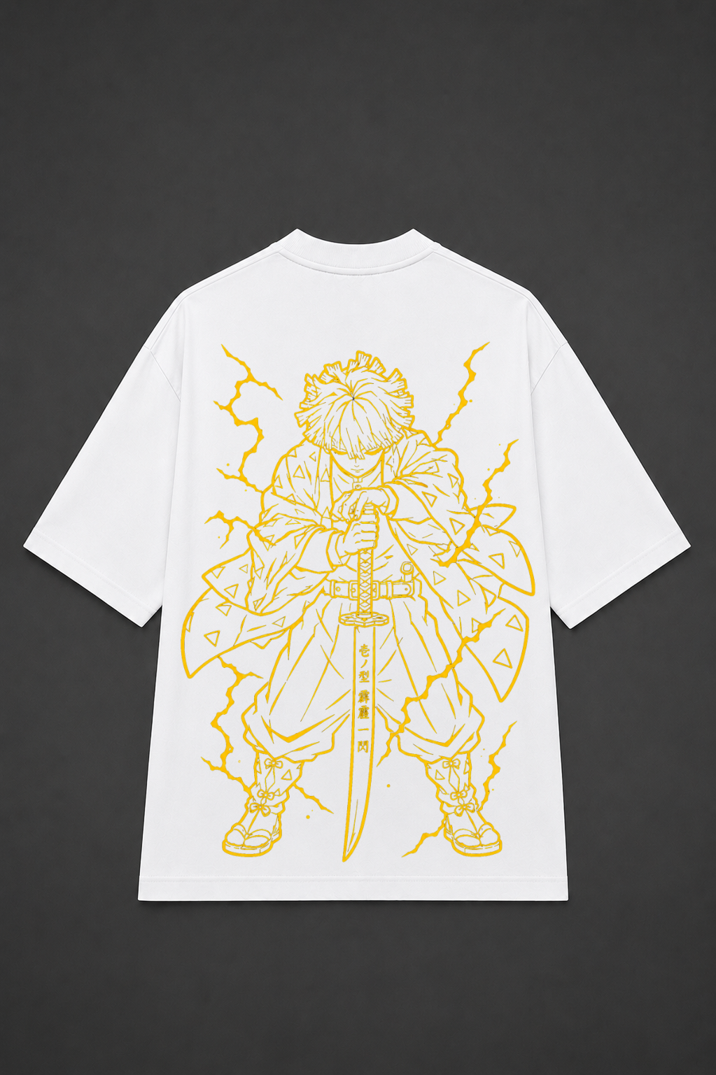 Zenitsu Agatsuma Oversized Anime T-Shirt - White
