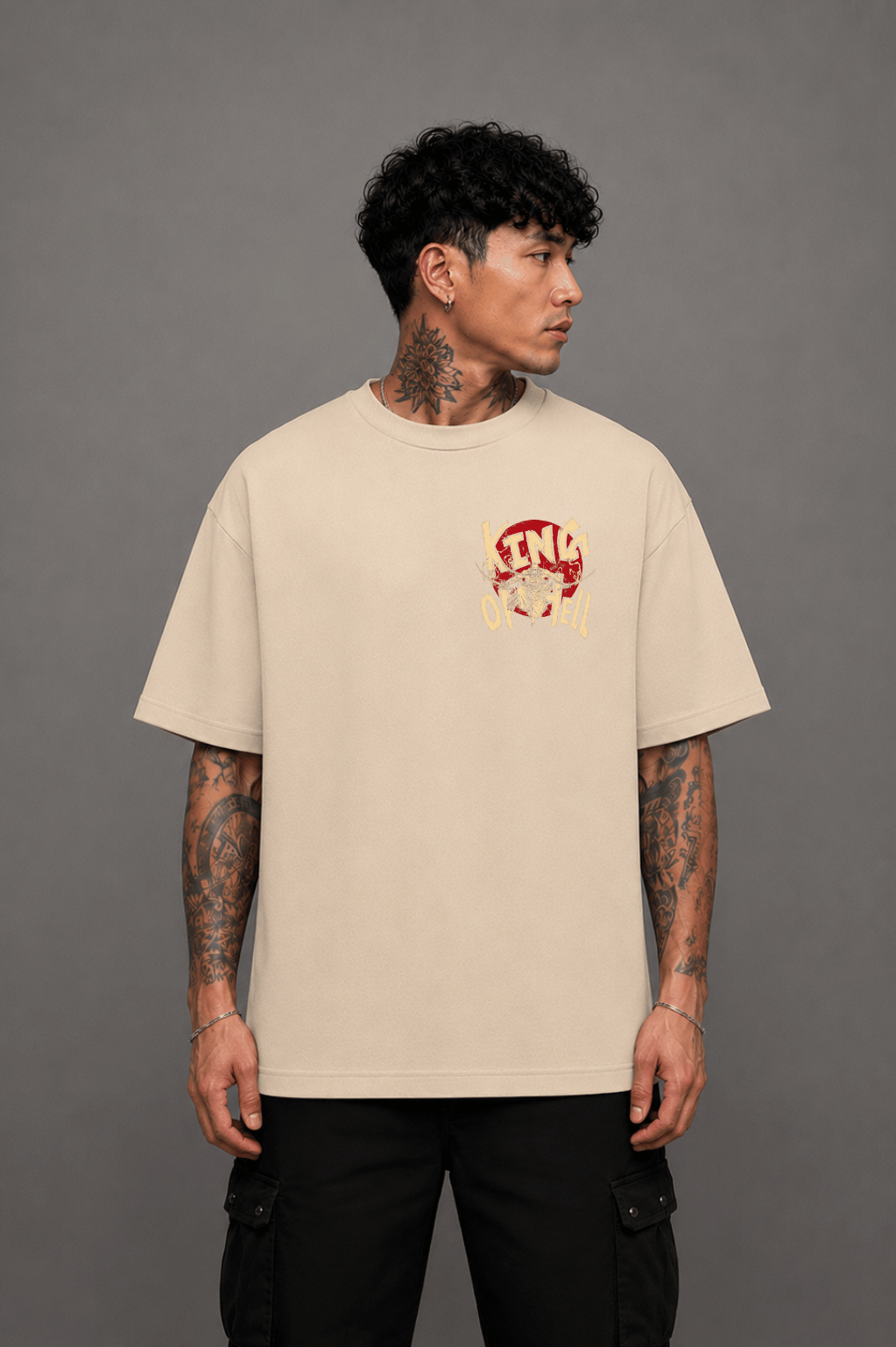 ZORO Oversized Anime T-Shirt - Beige
