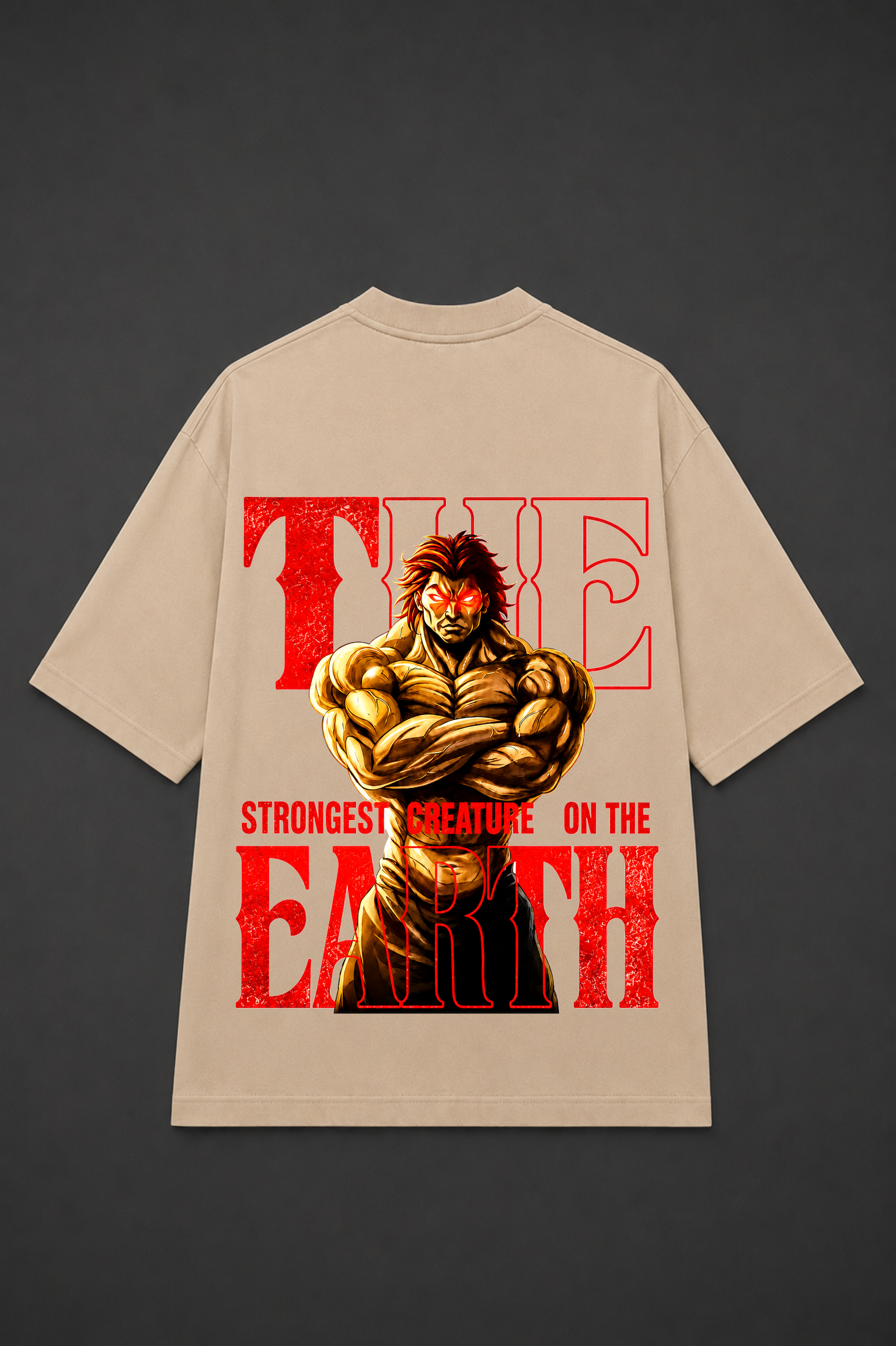 Yujiro Anime Oversized T-Shirt - Beige