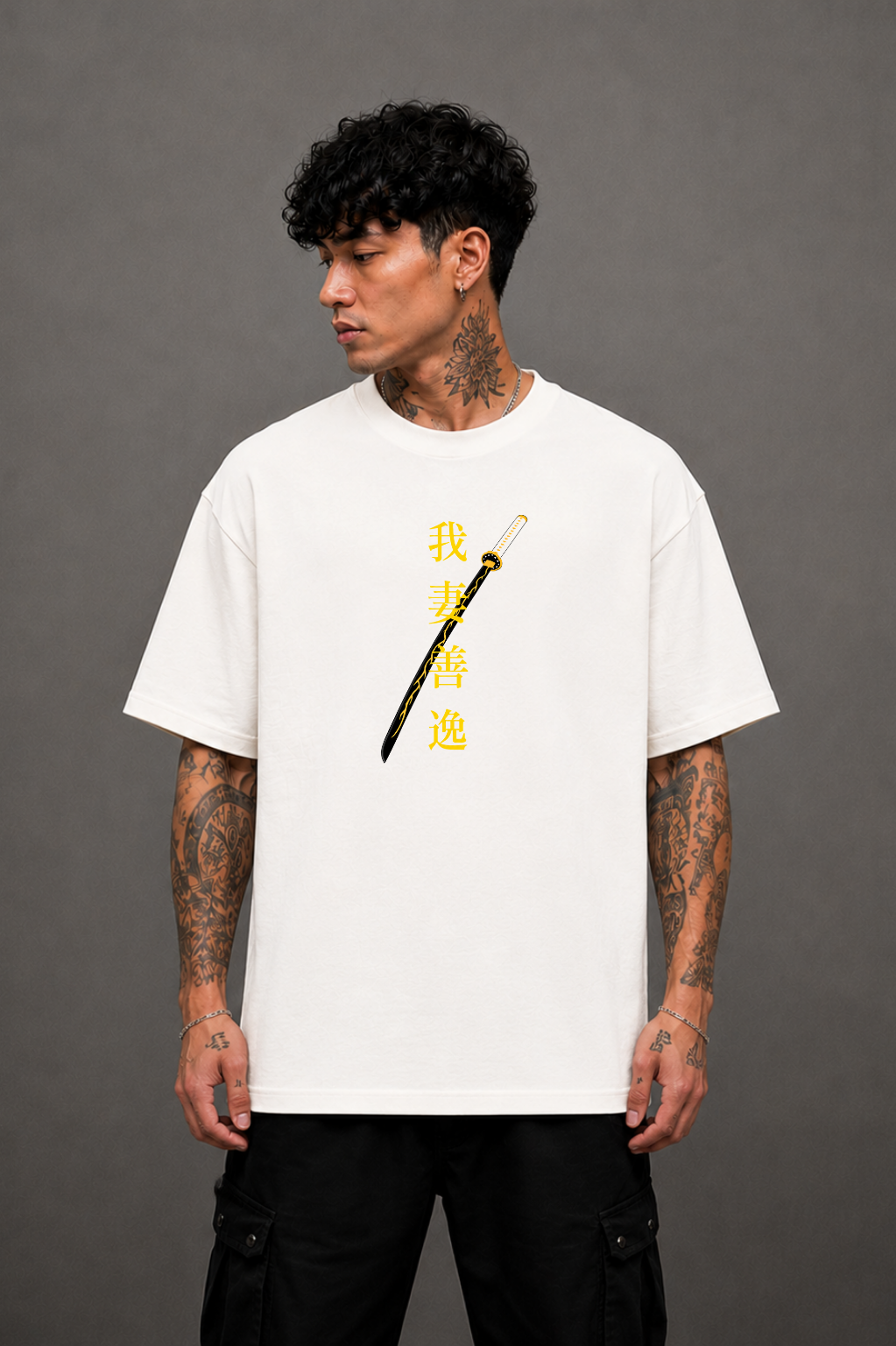 Zenitsu Agatsuma Oversized Anime T-Shirt - White