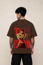 Yujiro Anime Oversized T-Shirt - Coffee Brown