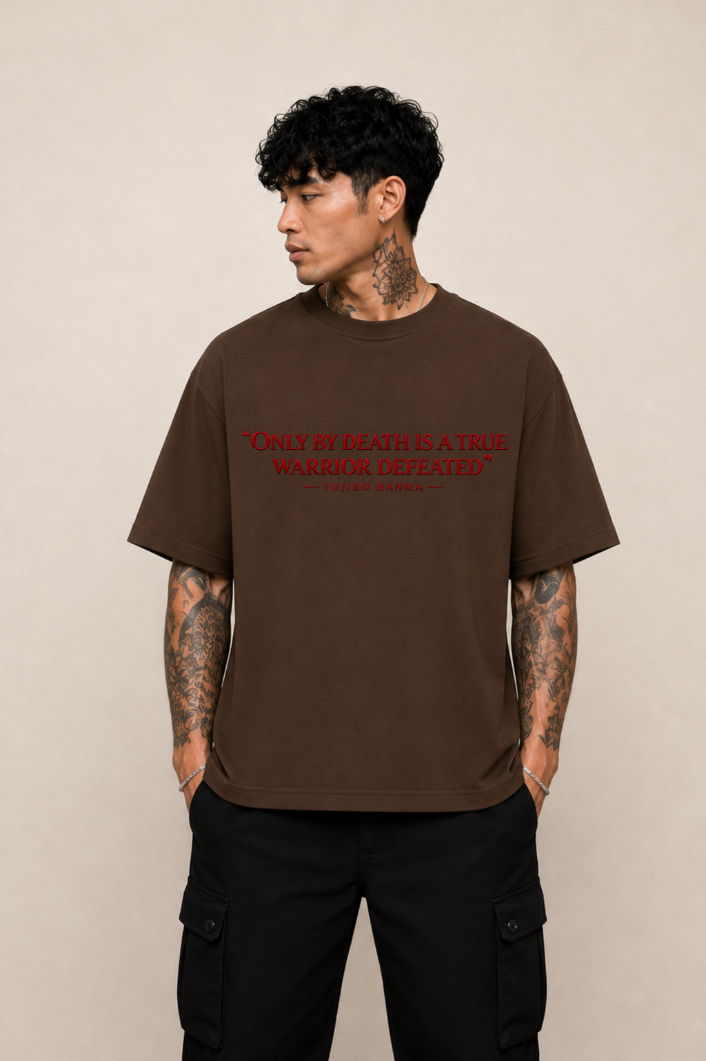 Yujiro Anime Oversized T-Shirt - Coffee Brown