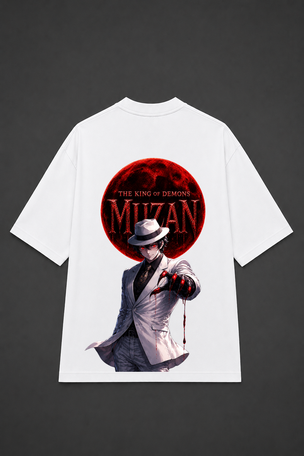 Muzan Kibutsuji Oversized Anime T-Shirt - white