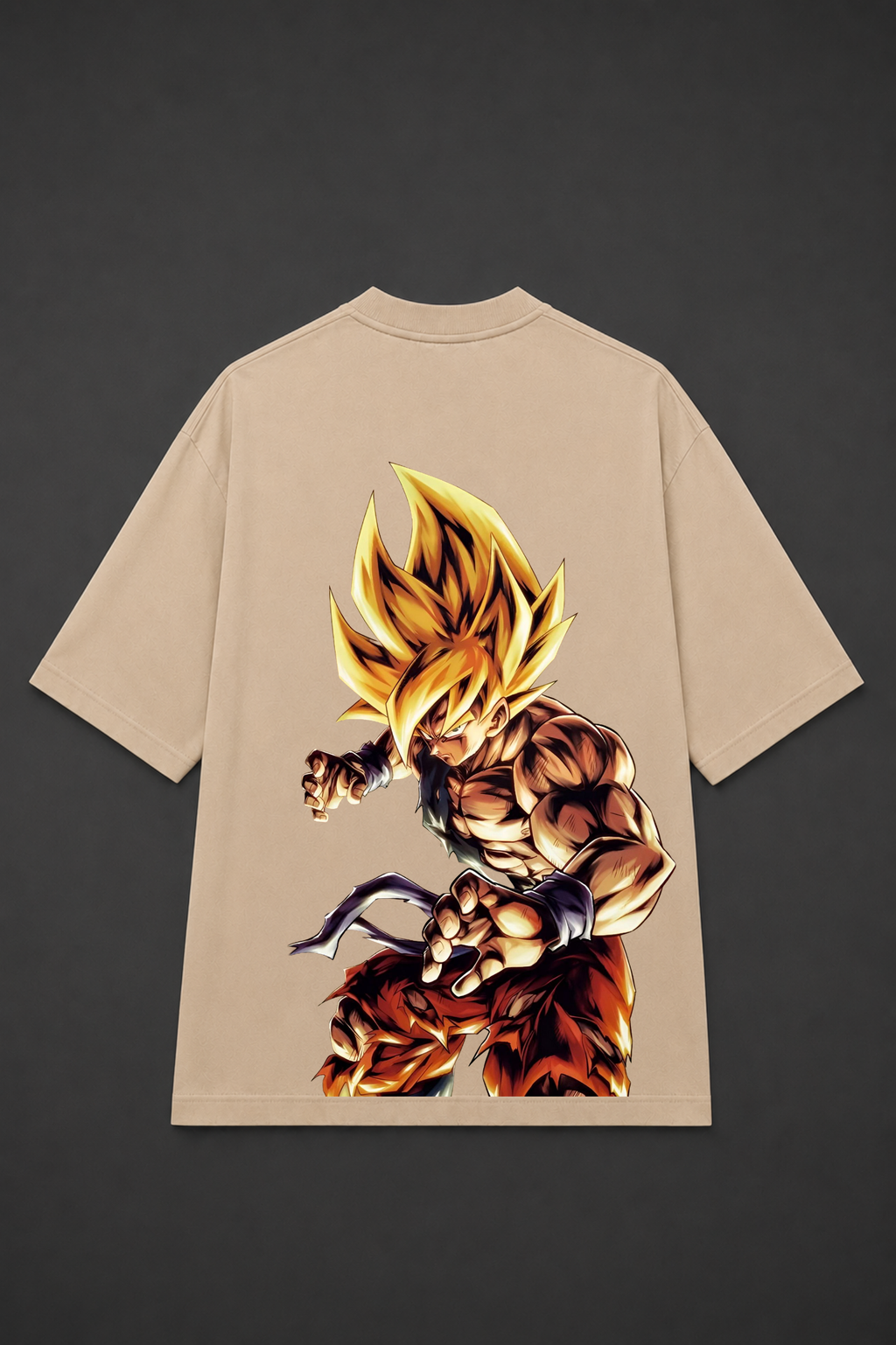 Goku Anime Oversized T-Shirt - Beige