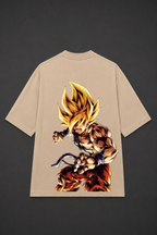 Goku Anime Oversized T-Shirt - Beige