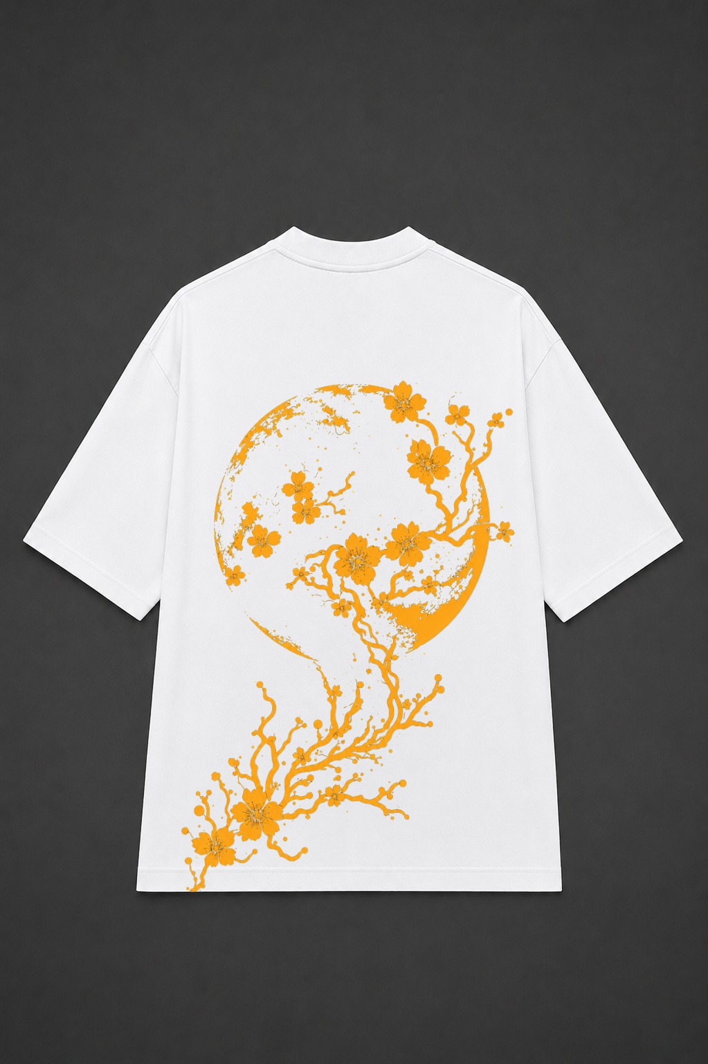Moon Blossom Oversized Graphic T-Shirt - White