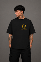 Moon Blossom Oversized Graphic T-Shirt - Black