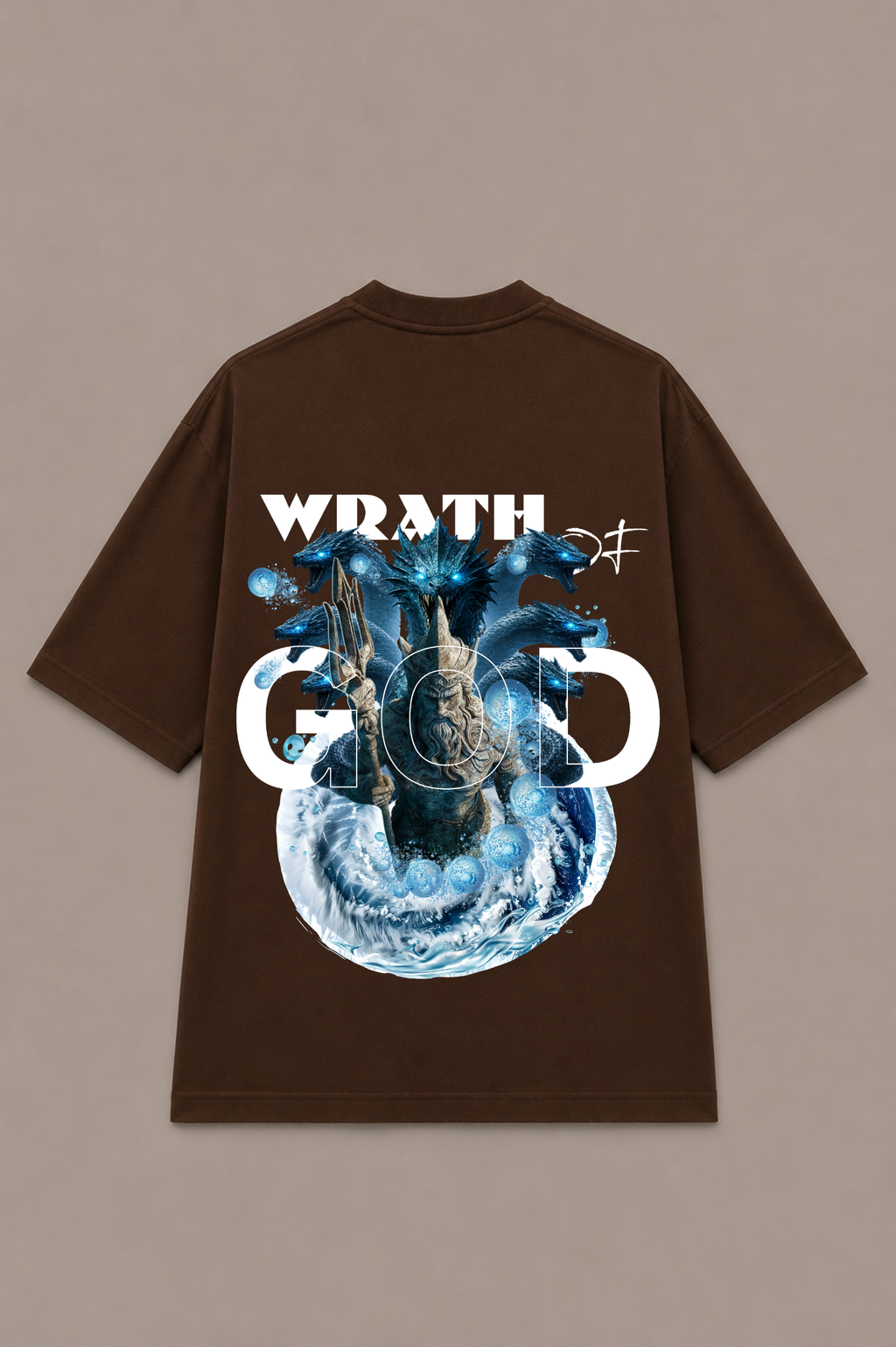 WOG Oversized Graphic T-Shirt – Wrath of God Edition - Coffee Brown