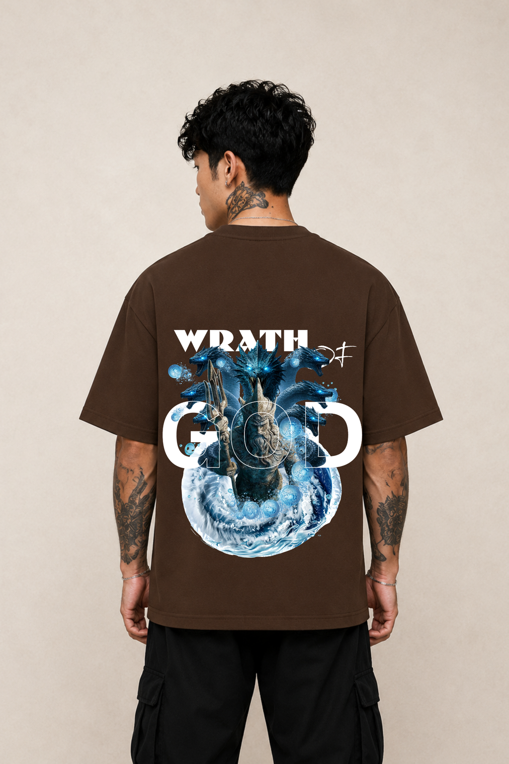 WOG Oversized Graphic T-Shirt – Wrath of God Edition - Coffee Brown