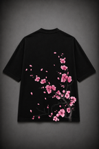 Sakura Blossom Oversized Graphic T-Shirt - Black