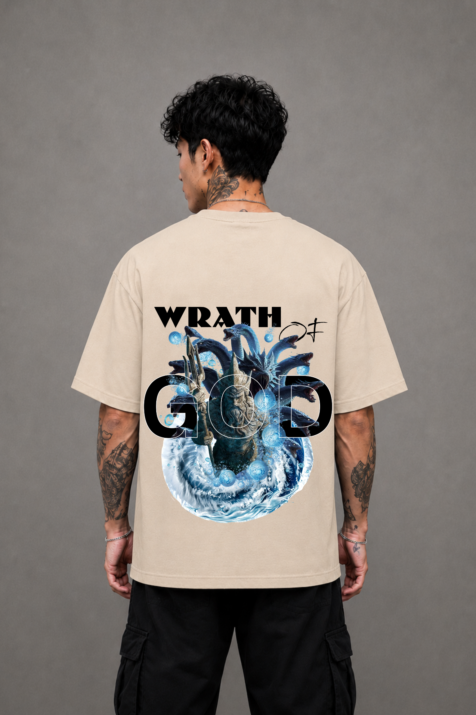 WOG Oversized Graphic T-Shirt – Wrath of God Edition - Beige