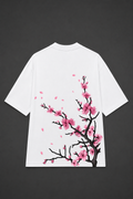 Sakura Blossom Oversized Graphic T-Shirt - White