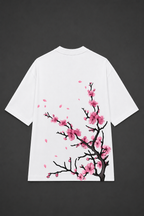 Sakura Blossom Oversized Graphic T-Shirt - White