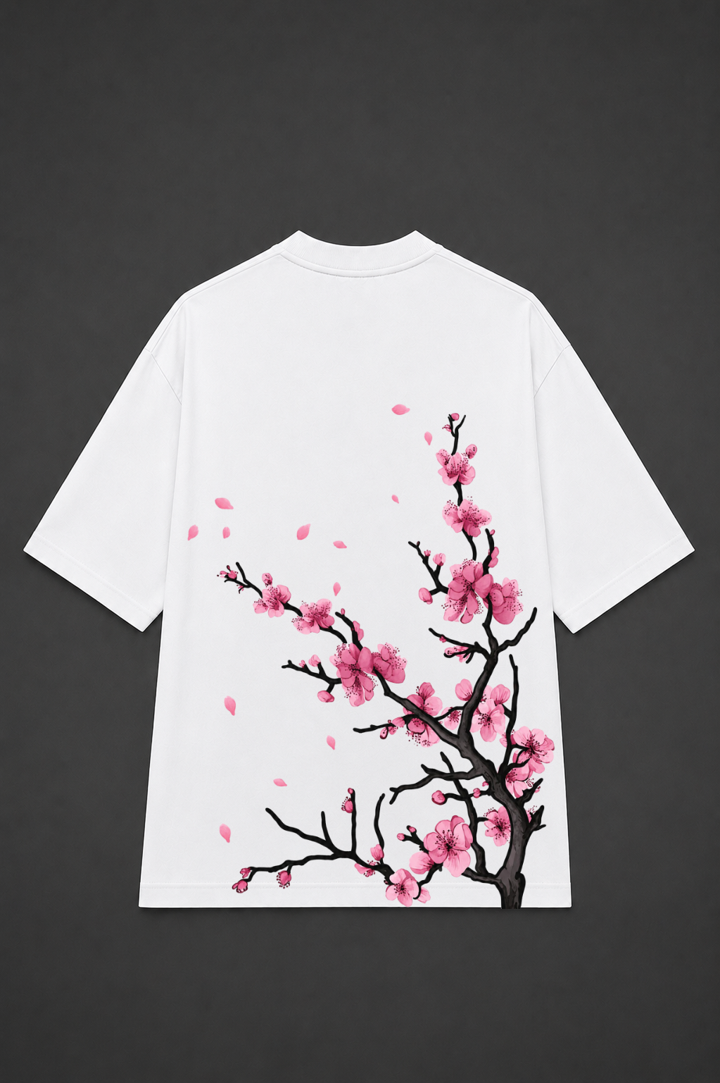 Sakura Blossom Oversized Graphic T-Shirt - White