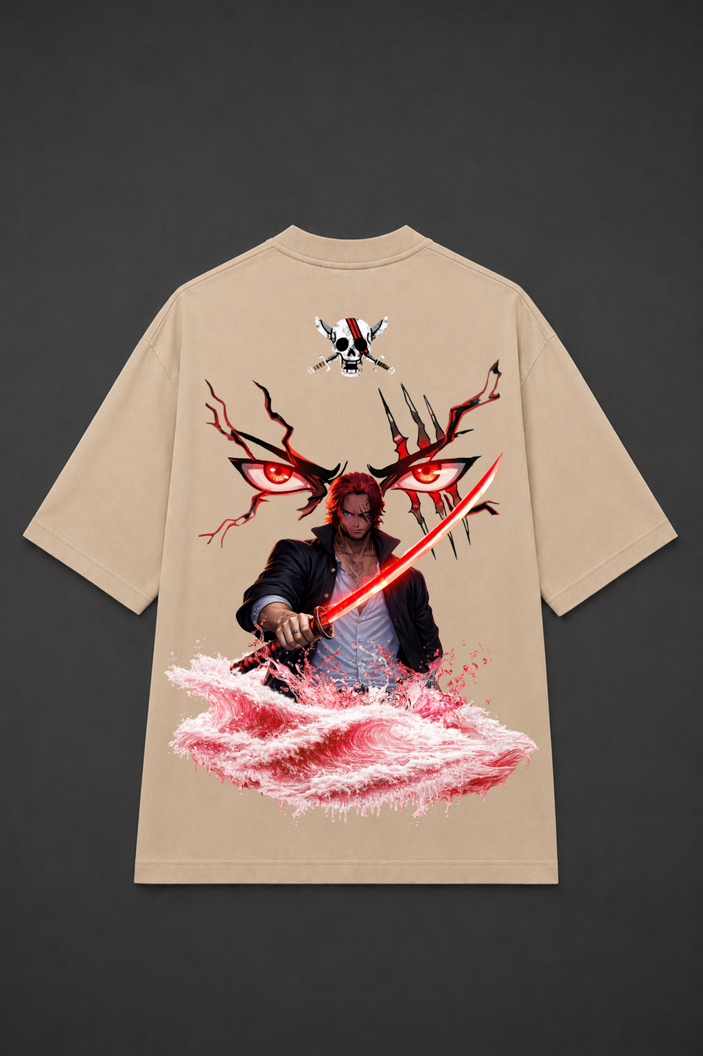 Shanks Anime Oversized T-Shirt - Beige