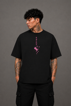 Sakura Blossom Oversized Graphic T-Shirt - Black