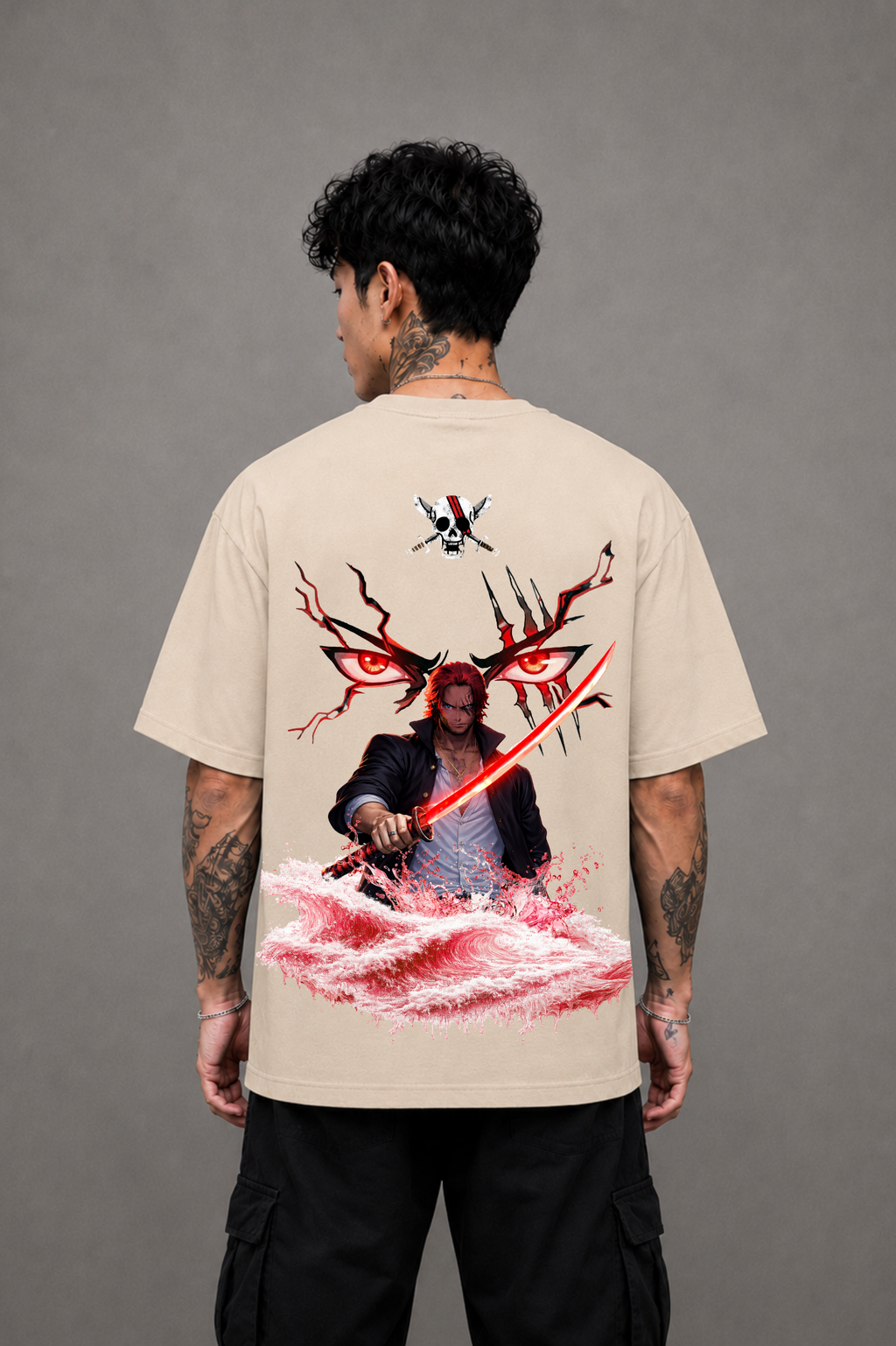 Shanks Anime Oversized T-Shirt - Beige