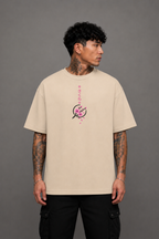 Sakura Blossom Oversized Graphic T-Shirt - Beige