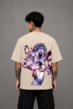 Yuta Okkotsu Oversized Anime T-Shirt - Beige