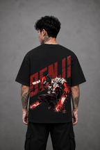Denji Oversized Anime T-Shirt - Black