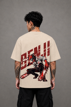 Denji Oversized Anime T-Shirt - Beige